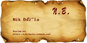 Nik Béla névjegykártya